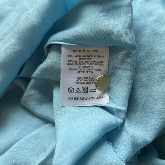 Anthropologie Photorealistic Silk Dress Duchess de Nemours peonies blue Sz 6 - Picture 11 of 16